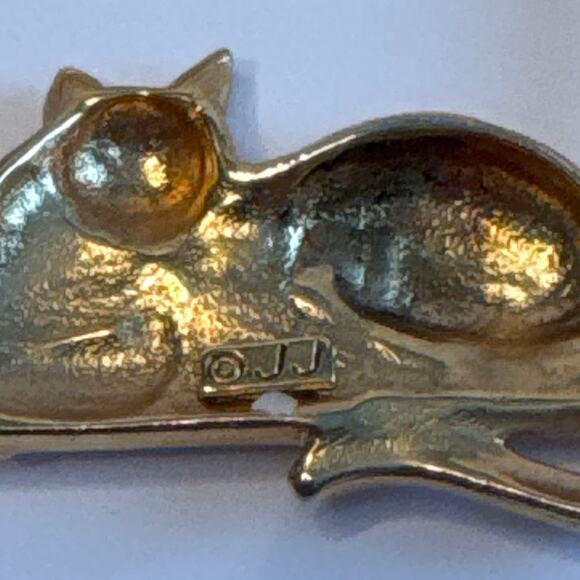 Lot of 3 Vintage JJ Jonette Marked Kitty Cat Lapel Pin Brooch Whimsical MCM - Picture 10 of 13